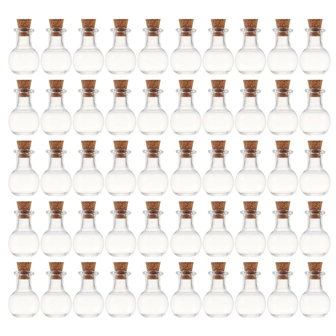 

50Pcs 2.4 x 2cm 5ml Sphere Shaped Mini Glass Cork Bottles Empty Sample Jars Wishing Bottle Storage Vial - Transparent