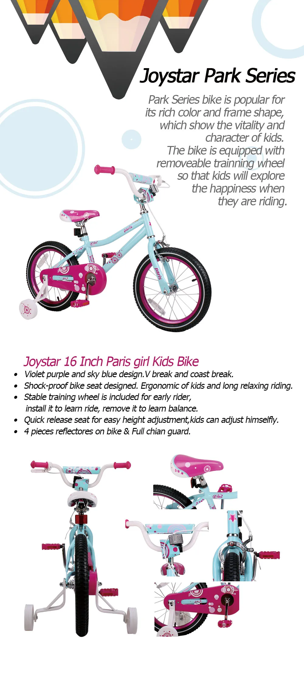 US 7 Days Arrived Free Shipping 12/14/16 inch Pink Children Bike Kids Bicycles Girls Bike Foot Break BSCI Verified Factory
