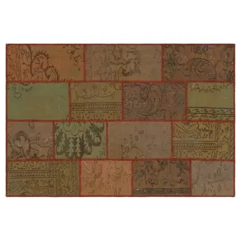 

Handmade Brown Vintage Overdyed Patchwork Area Rug 120x180 Cm-3'11''X5'11''