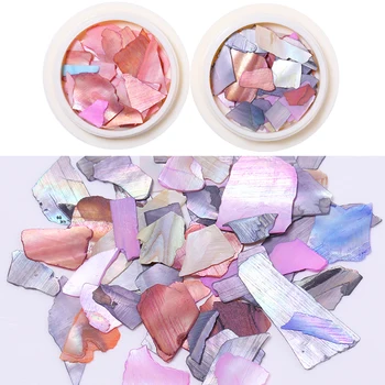 

1 Box 3D Nail Art Decorations Natural Seashell Slices Irregular Colorful Pearl Light Mixed Size Flakies Tool