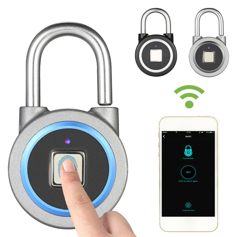 

Portable Bluetooth Smart Keyless Fingerprint Lock Waterproof APP / Fingerprint Unlock Anti-Theft Security Padlock Door