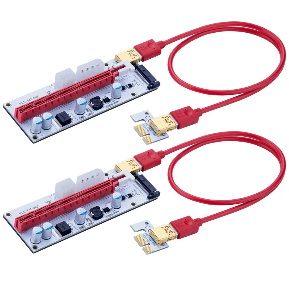 Черный PCI-E райзеры 1X до 16X расширение графика для GPU майнинга мощность ed Riser адаптер карты ж/Molex 4Pin SATA 6Pin источник питания PCIe - Цвет: Черный