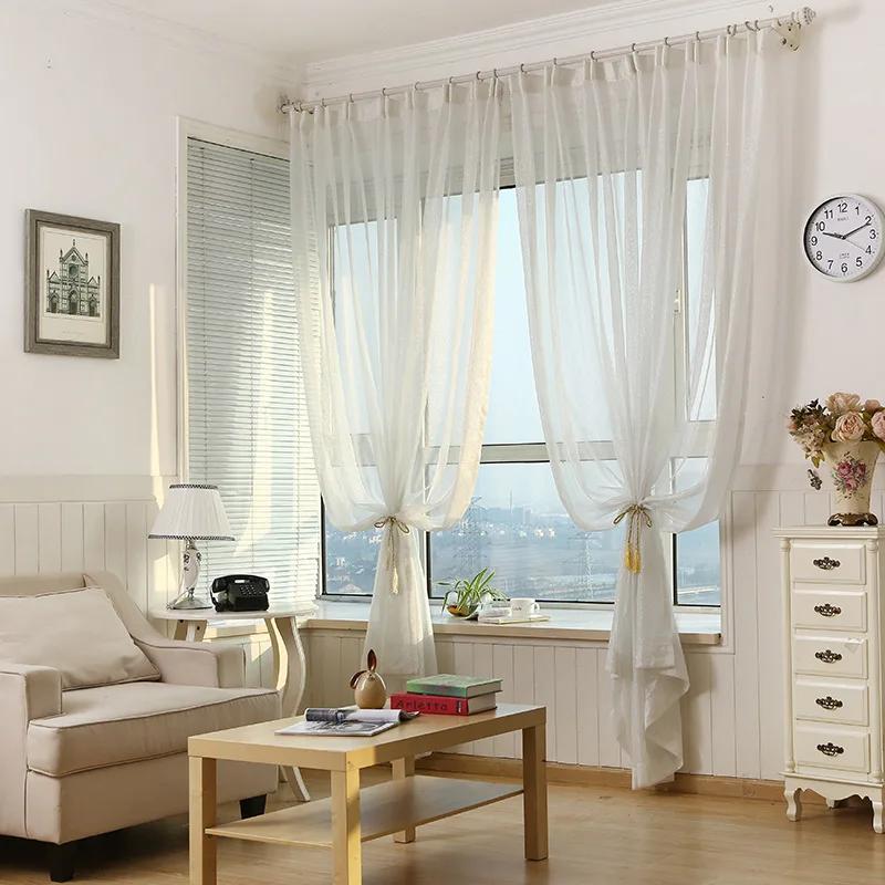 Tende moderne a righe argento lucido finestra da cucina Tulle trasparente  per tende da soggiorno tende da camera da letto tende in Tulle con schermo  bianco