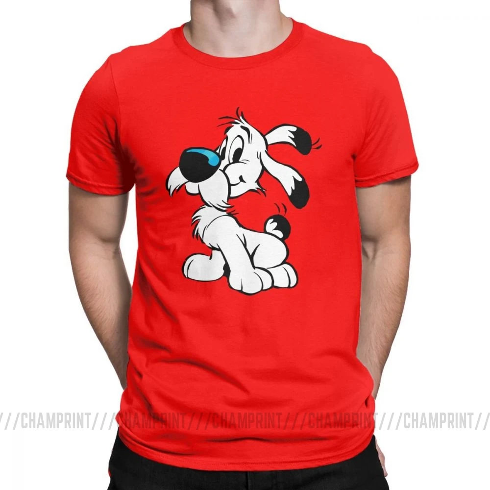 Мужские футболки Asterix And Obelix Новинка хлопковые футболки с коротким рукавом Dogmatix Idefix Ideafix Obelix футболка для собак топы размера плюс - Цвет: Красный