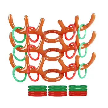 

PVC Inflatable Antlers Shape Christmas Throw Ring Develop Children's Thinking Creativity Hat Ring Toss Funny Toy 1 Set