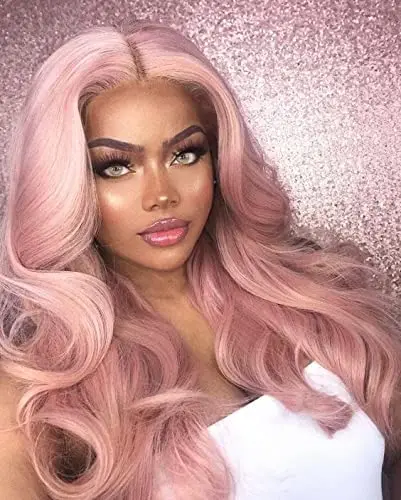 

Женские парики Melody Pink на сетке спереди, длинные волнистые синтетические волосы, парик на мягкой сетке с естественной линией волос, без клея, термостойкие