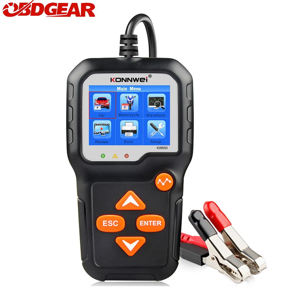 KONNWEI KW650 6V 12V автомобильный Батарея Тесты er 100 2000 CCA Мотоциклетные батареи Системы