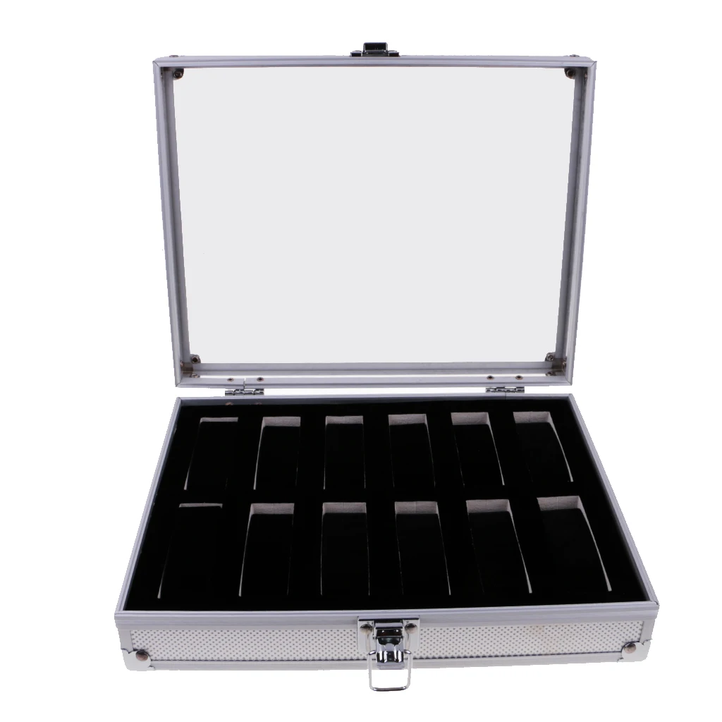 Luxury Watch Box Watch Case Aluminum Glass Top Wristwatch Case Organizer Display Jewelry Store Briefcase