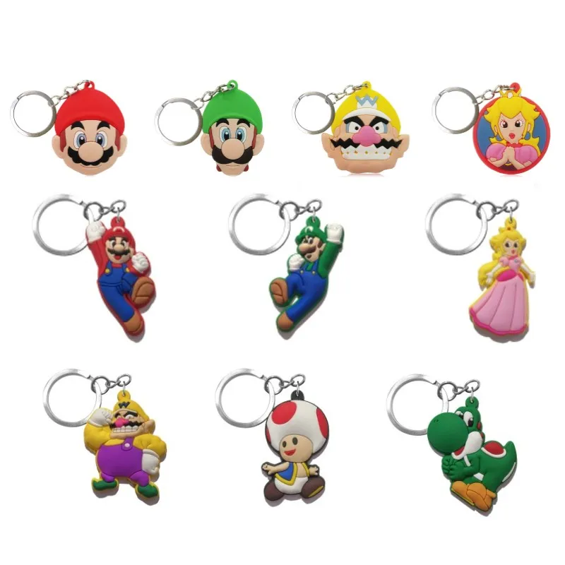 20 шт./лот, брелок из ПВХ с изображением героев мультфильма "Super Mario Bros", детский подарок, брелок для ключей, вечерние брелки, ювелирные изделия chaviro