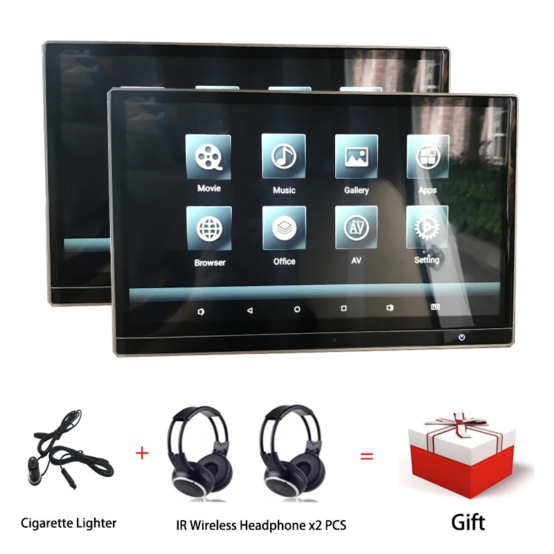 Two pcs Ips lcd панель заднего Android 8,1 подголовник монитор для Infiniti QX50 tv в автомобильное кресло подголовник 4K 1080P HD медиаплеер 12,5 дюймов - Цвет: Two pcs