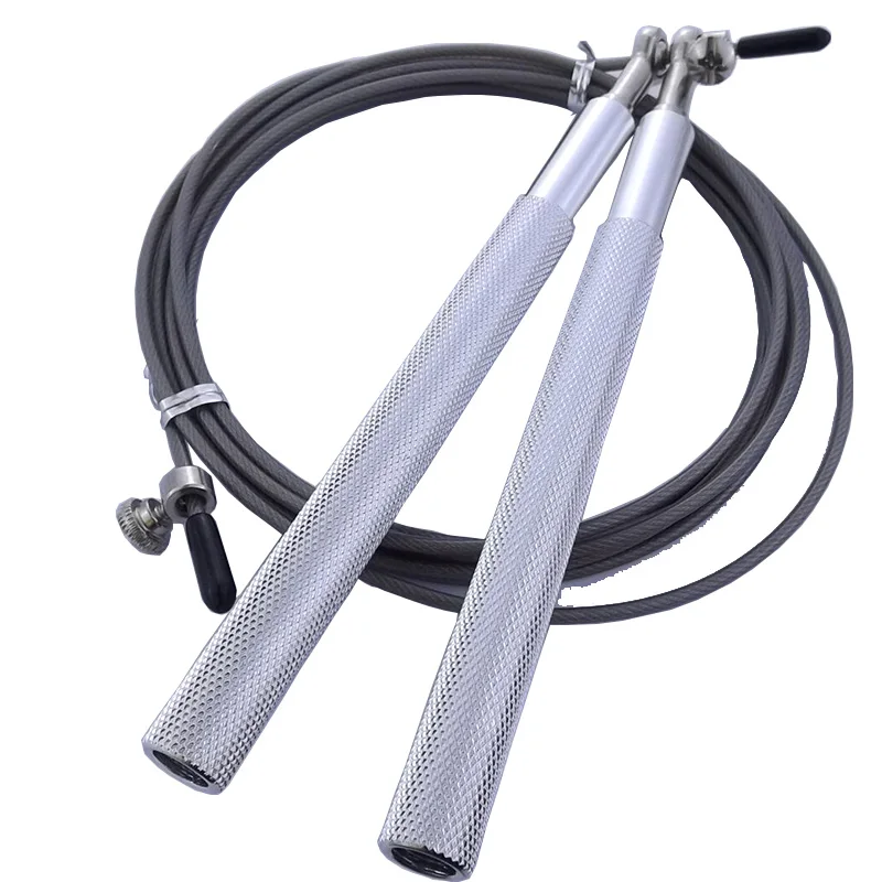 metal handle silver Черная Алюминиевая Скакалка для кроссфита Corda 3 м регулируемая спортивная проволока Одиночная скорость пропуска веревка профессиональная Фитнес-Тренировка - Цвет: metal handle silver