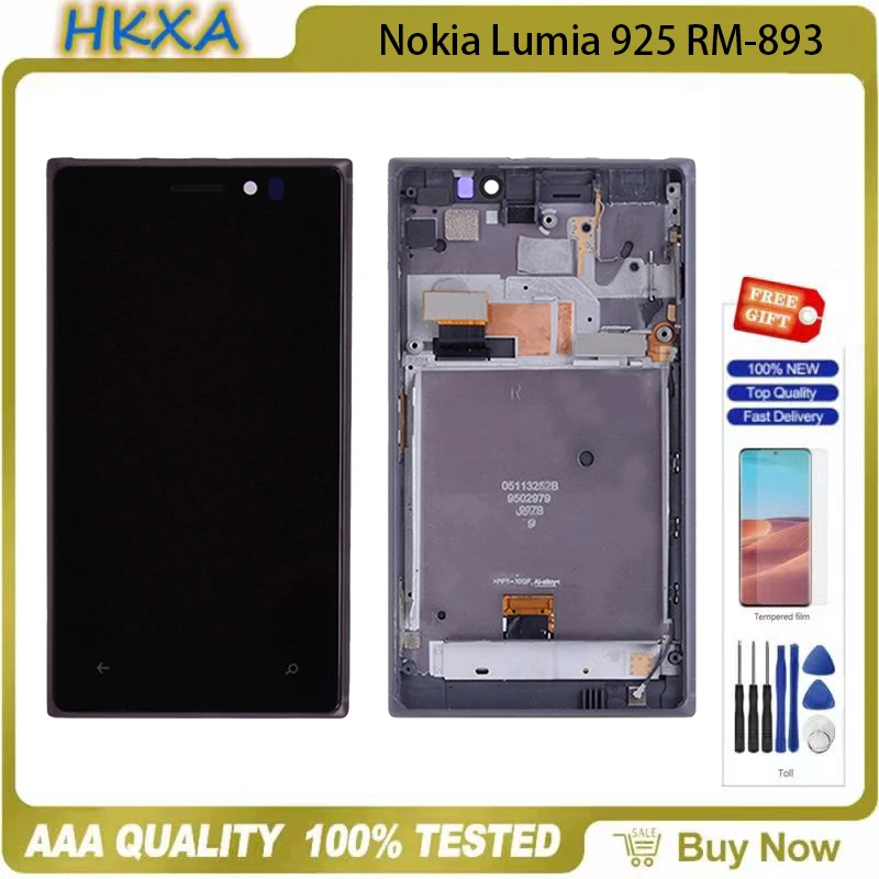 100% оригинал для Nokia Lumia 925 RM-893 сменный ЖК-дисплей в сборе с рамкой дисплей