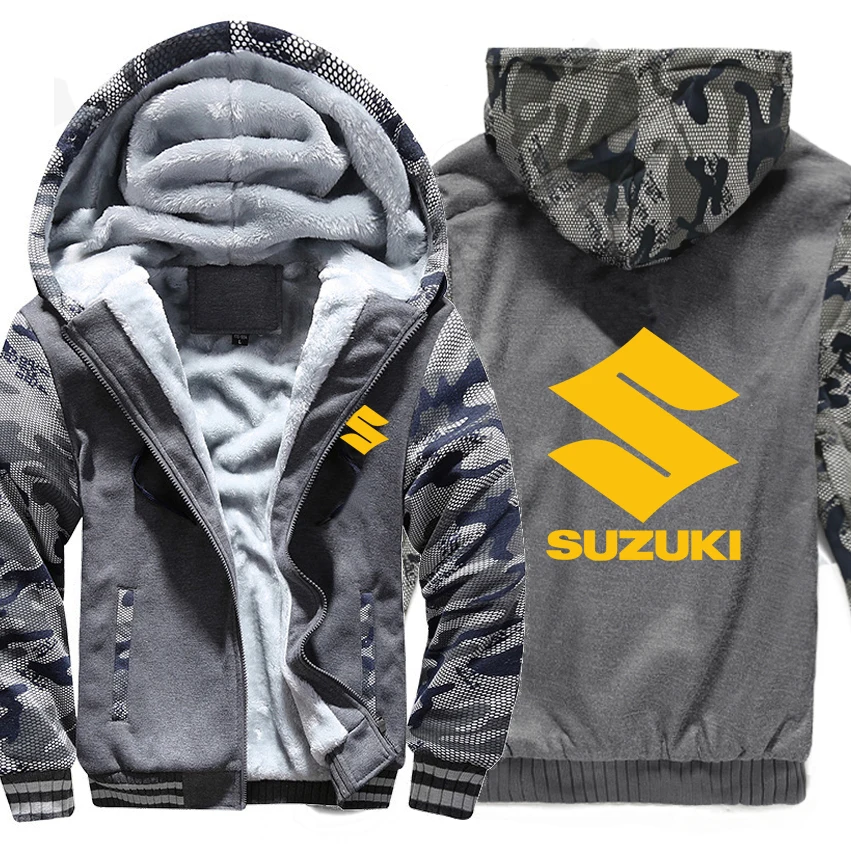Мотоцикл Suzuki толстовки Зимний камуфляжный чехол куртка для мужчин флис Suzuki мужские толстовки - Цвет: As picture