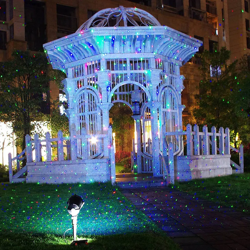 RGB Душ открытый движение звезды Лазерная лампа дистанционного Рождественские огни Сад водонепроницаемый IP65 Рождество праздничное украшение для дома