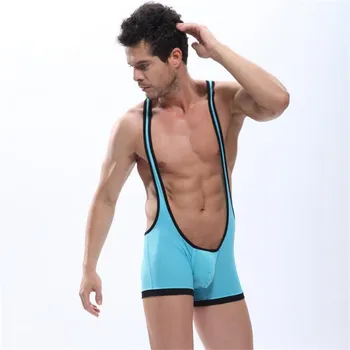

WJ Breathable mesh men's underwear low-waist boxer sexy male Siamese underwear foreign trade 3 colors S M L