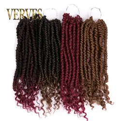 VERVES плетение Омбре Faux Locs Curly 14 дюймов 12 корней/упаковка крючком косы Dread Locs наращивание волос твист черный жучок