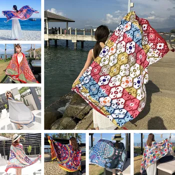 

Thicken 90x180cm Twill cotton Pareo 2019 Summer Cover-Ups Rectangle Wrap Scarf Swimsuit Bikini Cover Up Autumn Beach Sarong Mats