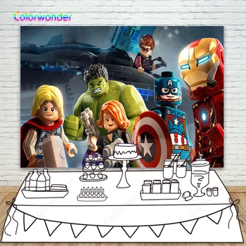 

Superhero theme Photography Backdrops Photo Studio Background newborn Children birthday party decoration prop