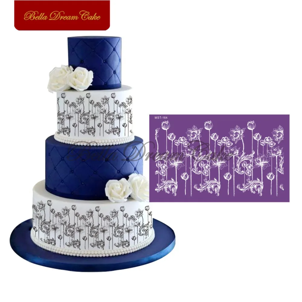 

Lotus Design Mesh Stencils Lace Cake Stencil Fondant Wedding Cake Mold Fabric Cake Mould Cake Decorating Tool Bakeware