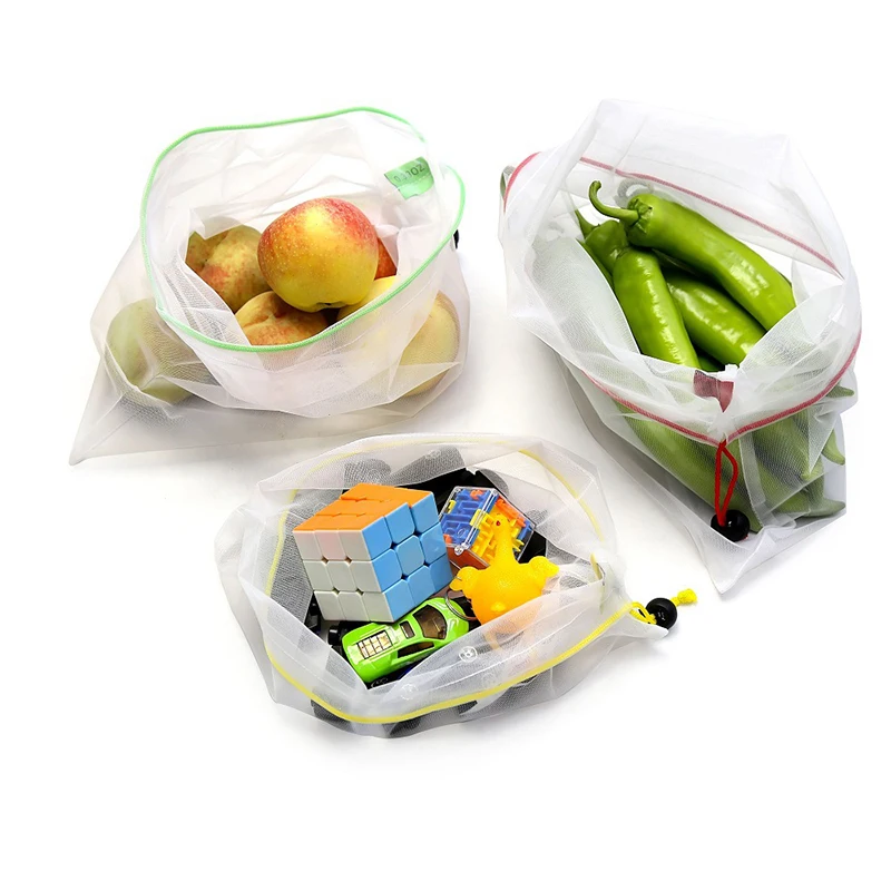 15 штук/партия многоразовая сетчатая производственная сумка моющаяся эко-сумка для хранения продуктов фруктовые и овощные игрушки сумка для мелочей