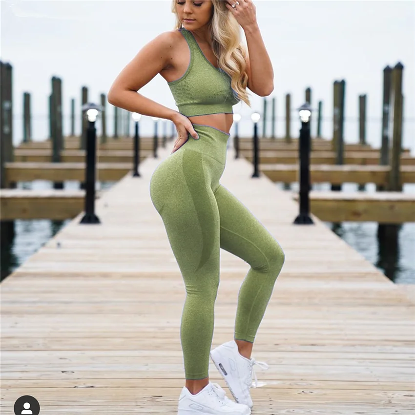 Бесшовные hyperflex Тренировки Спортивный комплект из двух предметов леггинсы и топ