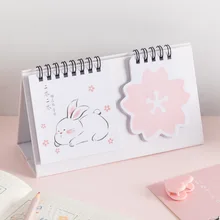 1 pc Cute Calendar 2020 Cherry Rabbit Desk Calendar Kawaii Agenda Memo Pad To do list Stationery School Office Supplies zakka miditerranean sea wooden desk calendar desktop to do list daily planner book office desk supplies standing school