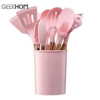 

Utensils Cooking Tool Silicone Kitchen Utensils Set Utensil Nonstick Spoon Soup Ladle Turner Spatula Tong Cookware Baking Gadget