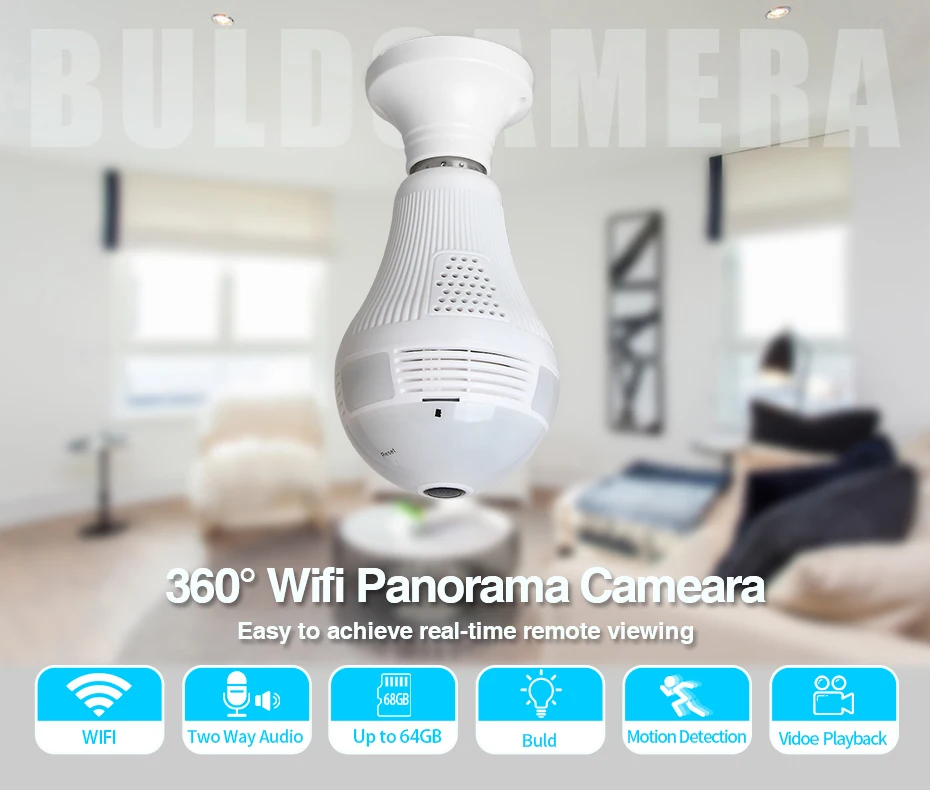 1080 P, 3MP, HD, 360 °, панорамный, Wifi, IP камера, светильник, лампа, домашняя, безопасность, видео камера, беспроводная, CCTV, наблюдение, рыбий глаз, сеть
