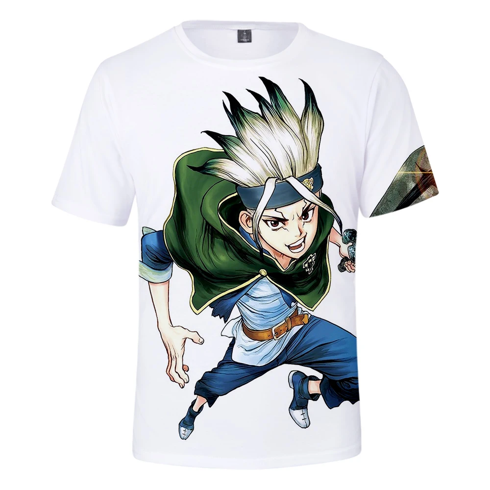 Популярная модная футболка для мальчиков и девочек dr. stone, подходящая для мужчин и женщин, летняя футболка с 3D принтом, футболки с 3D принтом, топы с короткими рукавами, пуловер