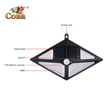 COBA светодиодный открытый солнечный светильник Солнечная энергия лампа датчик движения светильник водонепроницаемый 3 режима 2000LM садовый SMD светильник украшение