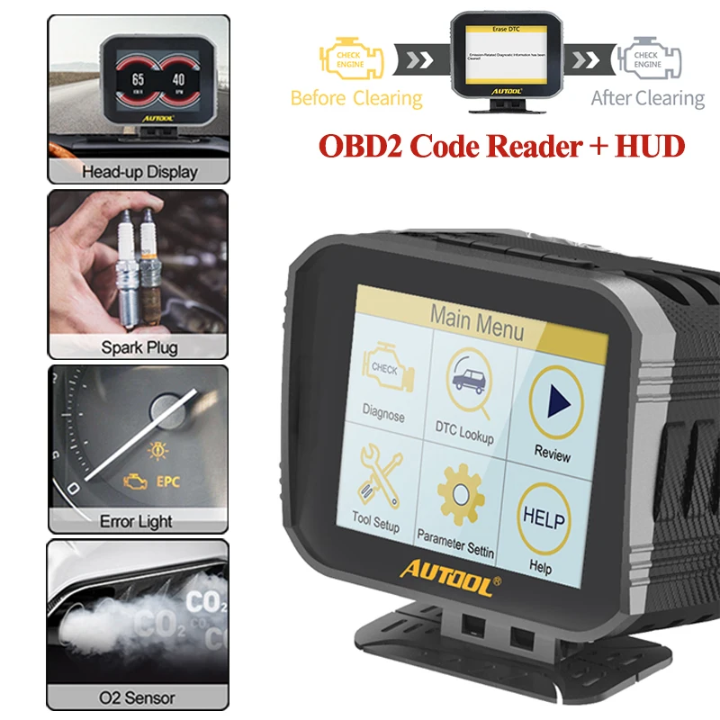 Автомобильный считыватель кодов двигателя AUTOOL X80 Hud компьютер Obd2 дисплей на