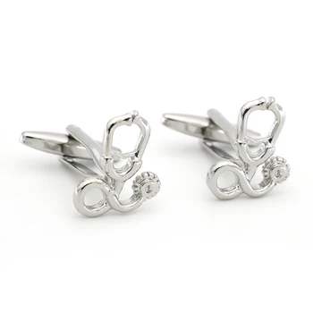 

Tool Design Stethoscope Cufflinks For Men Quality Copper Material Silver Color Cuff Links Wholesale&retail