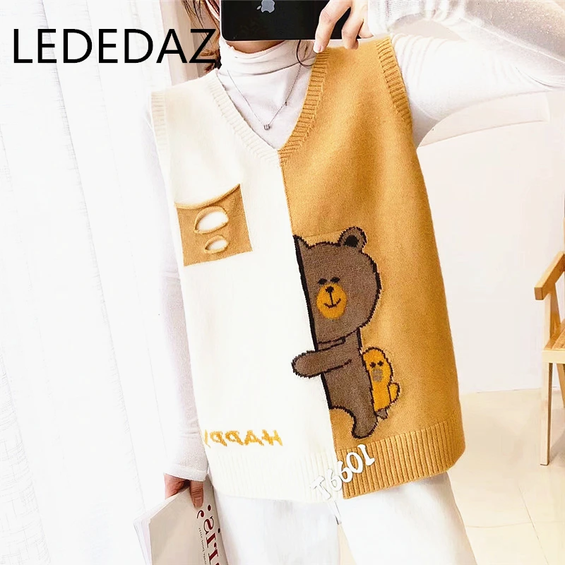 

2020 Women New Autumn Winter Wool Cashmere Vest Waistcoat Jacket Sweater Loose V Neck Knitted Vest Pullover Vest Female Jumper