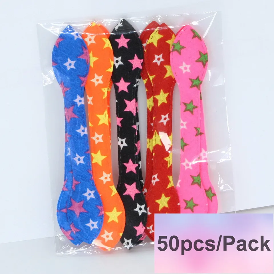 50pcs Big Star ears Isnice/галстук-бабочка для волос; аксессуары для волос для девочек; разноцветные резинки для волос с милыми ушками, звездочками, павлином и цветком; головные уборы или заколки для волос - Цвет: 50pcs Big Star ears