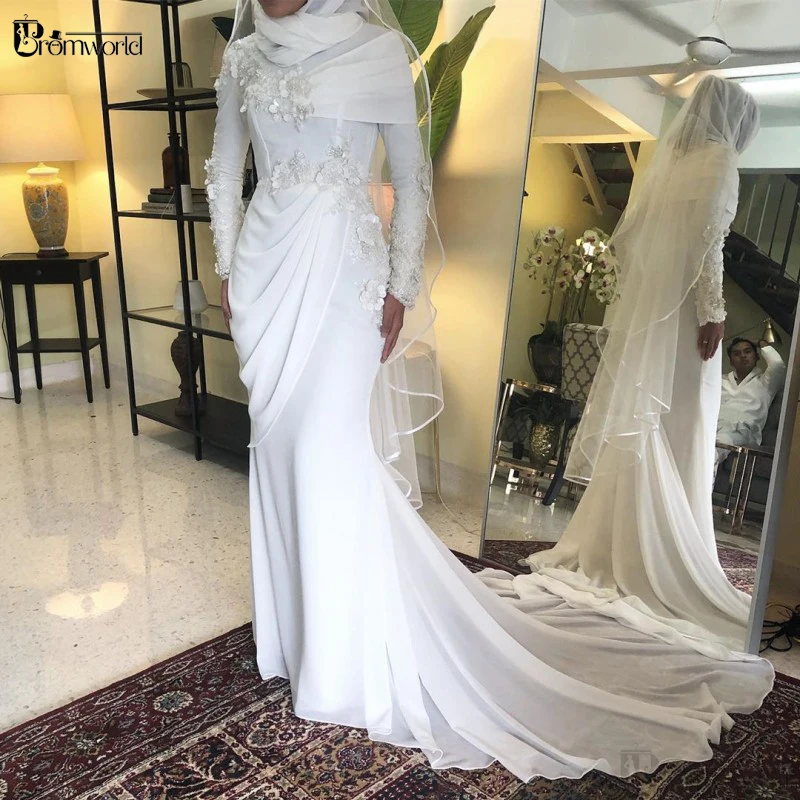 chinese dress ladies Sequin Hand Embroidered Mermaid Hijab Wedding Party Formal Evening Dress Navy Blue / 42 main image 1