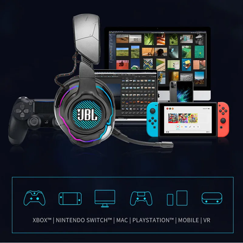 JBL Quantum ONE Gaming Headphone Portable Stereo Wired Headset with LED Light for PS4 PSP Video Game Console and Computer Games