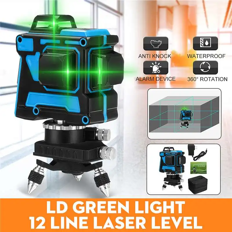 

ZEAST 3D Self-Leveling Laser Level 12 Lines Green Light 360 Horizontal And Vertical Cross Super Powerful Green Laser Beam Line