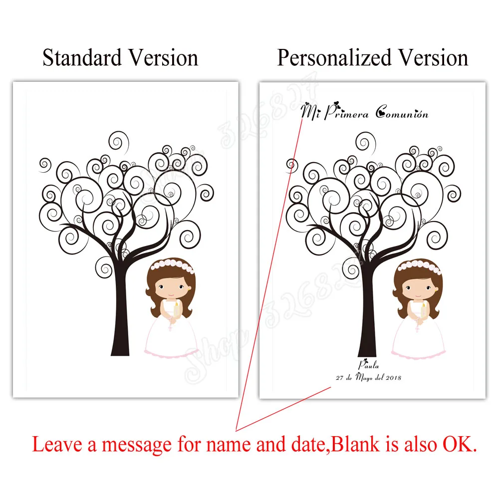 HK141 Canvas Poster Fingerprint Guest Book For Girls Boys First Communion DIY Baby Baptism Decor Girls Birthday Gifts Party Souvenir - Цвет: HK141