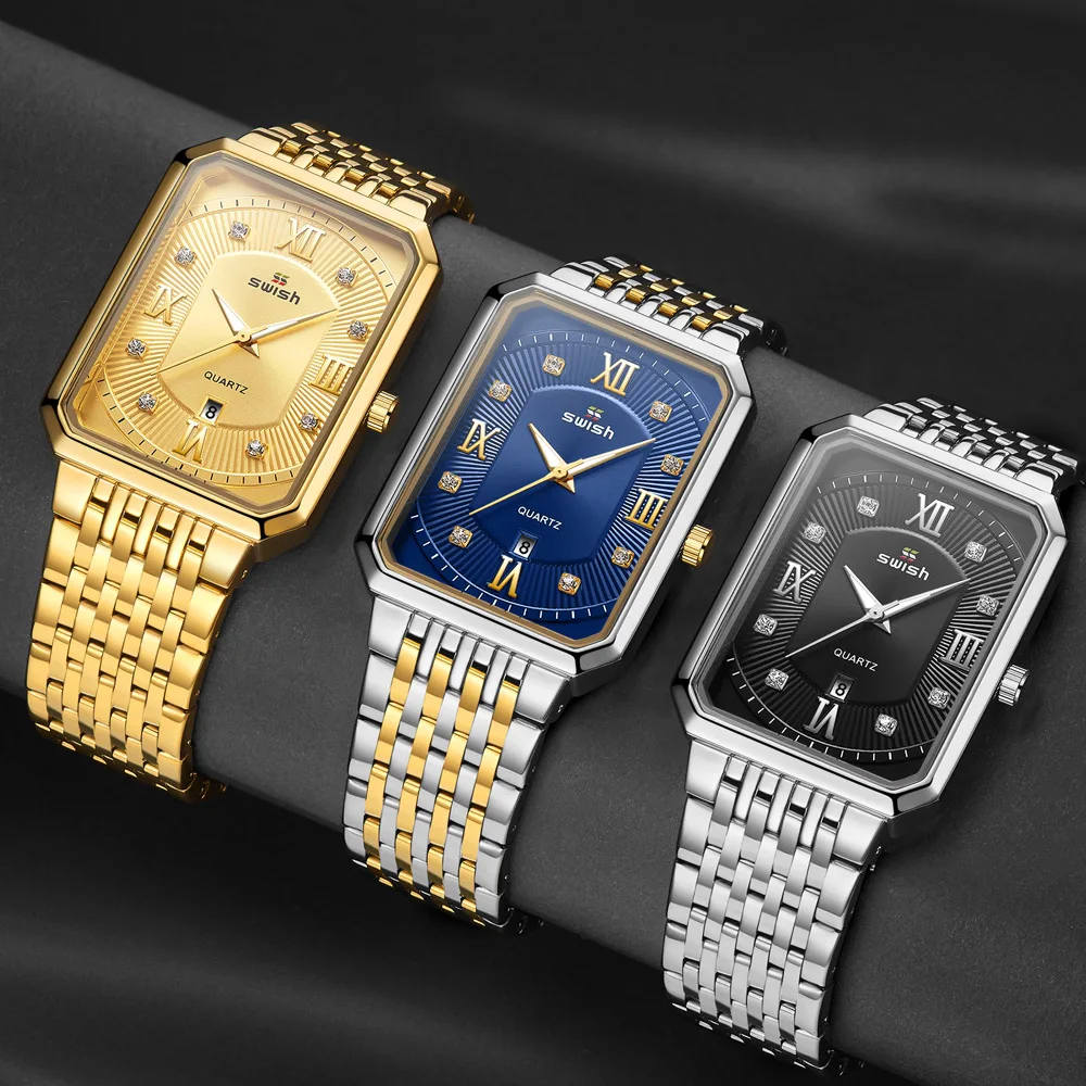 Business-Watches Rectangle Top-Brand Mens Man Geneva Luxury Relogio Masculino Quartz
