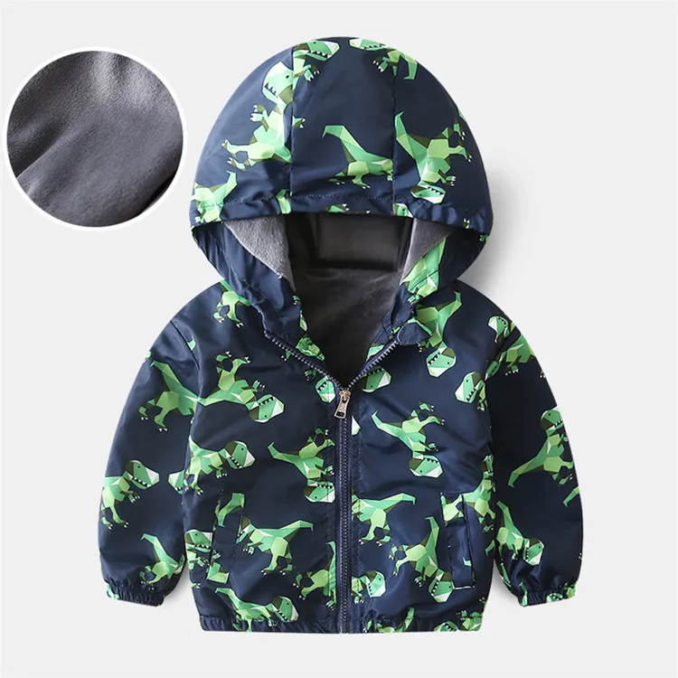 Benemaker/флисовая ветровка для девочек и мальчиков; сезон осень; цветное пальто с героями мультфильмов; детская верхняя одежда; куртки От 2 до 8 лет; детская верхняя одежда с капюшоном; YJ155 - Цвет: Navy Dinosaur