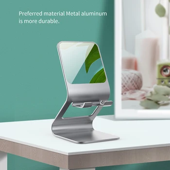 

Make-Up Mirror 2 in 1 Phone Hoder Stand Desktop Stand Laptop For iPad Bracket Anti-Slip Support(Silver)