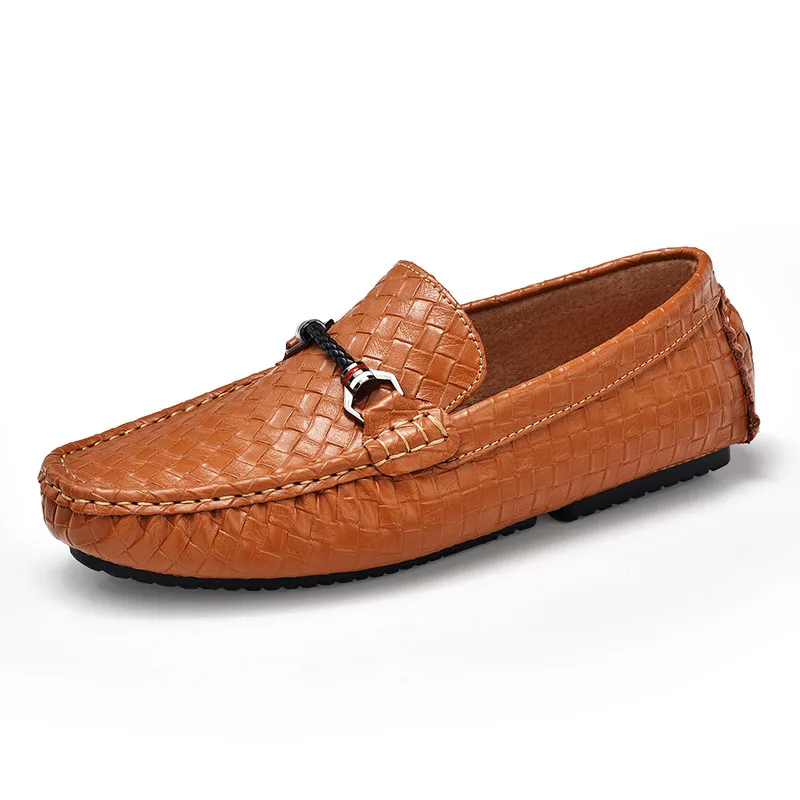 yut.-1756-Brown Mocassin homme/модные мужские повседневные кожаные туфли-лоферы в британском стиле; мужские мокасины без застежки; Уличная обувь; zapatos hombre; Цвет Синий - Цвет: yut.-1756-Brown