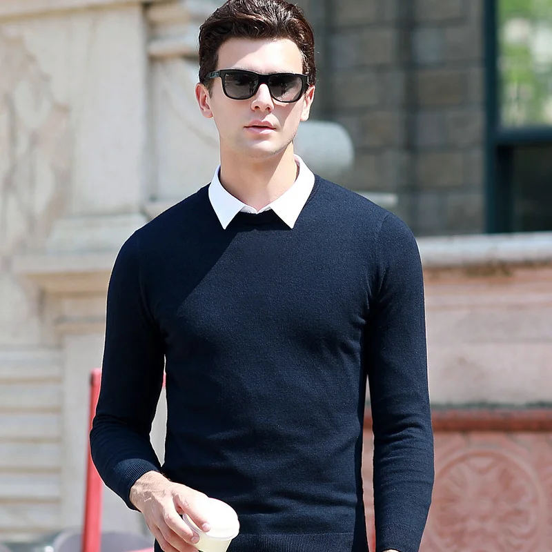 

2020 Autumn Winter New Men's Slim Sweater Business Casual Thin Pullover Knitting Solid Color Brand Clothing Male blue red black