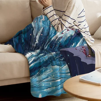 

Happy Valentine'S Day Sea Cliff Trees Red Throw Blanket Soft Comfortable Velvet Plush Blankets Warm Sofa Bed Sheets
