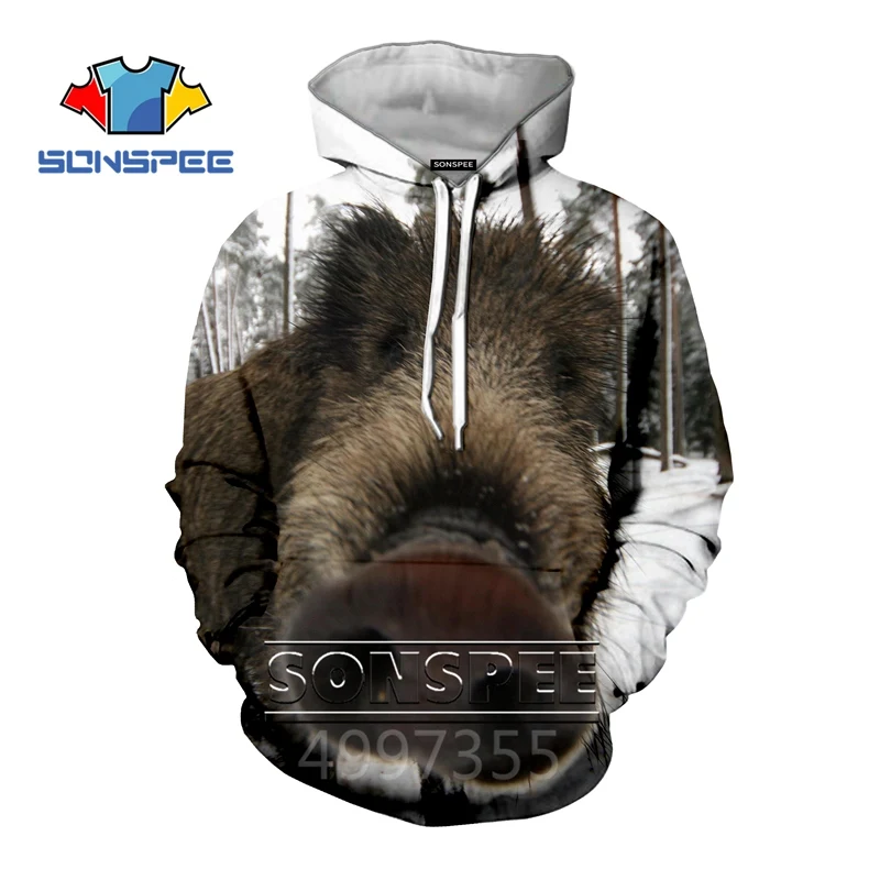 4 SONSPEE New Wild Boar Animal PIG 3D Print Sweatshirt Children Hoodies BOYS GIRLS teens Streetwear Hoodies Pullover kid top C130 - Цвет: 4