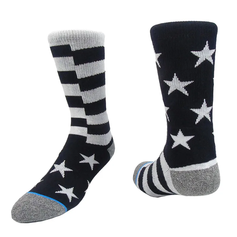 Носки спортивные носки для мужчин Флаг США Звезда носки для скейтеров высокое качество баскетбольные носки без костей прямые носки велосипед Meias Спорт на открытом воздухе