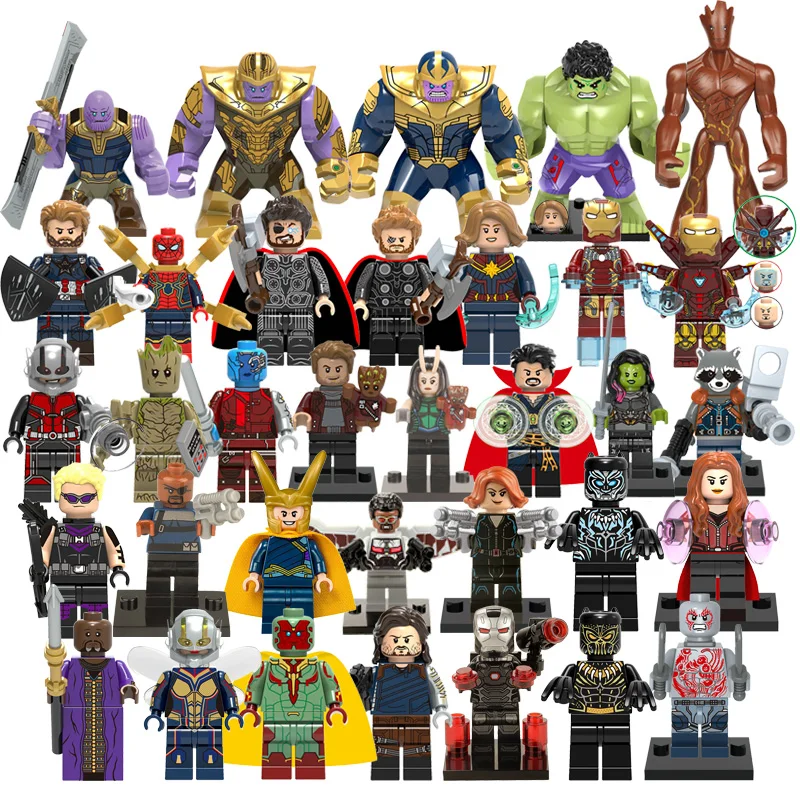 

Legoes Marvel Super Heroes Assemble Building Blocks Avengers Thor Captain America Iron Man Spiderman Hulk Thanos Figure Kid Toys