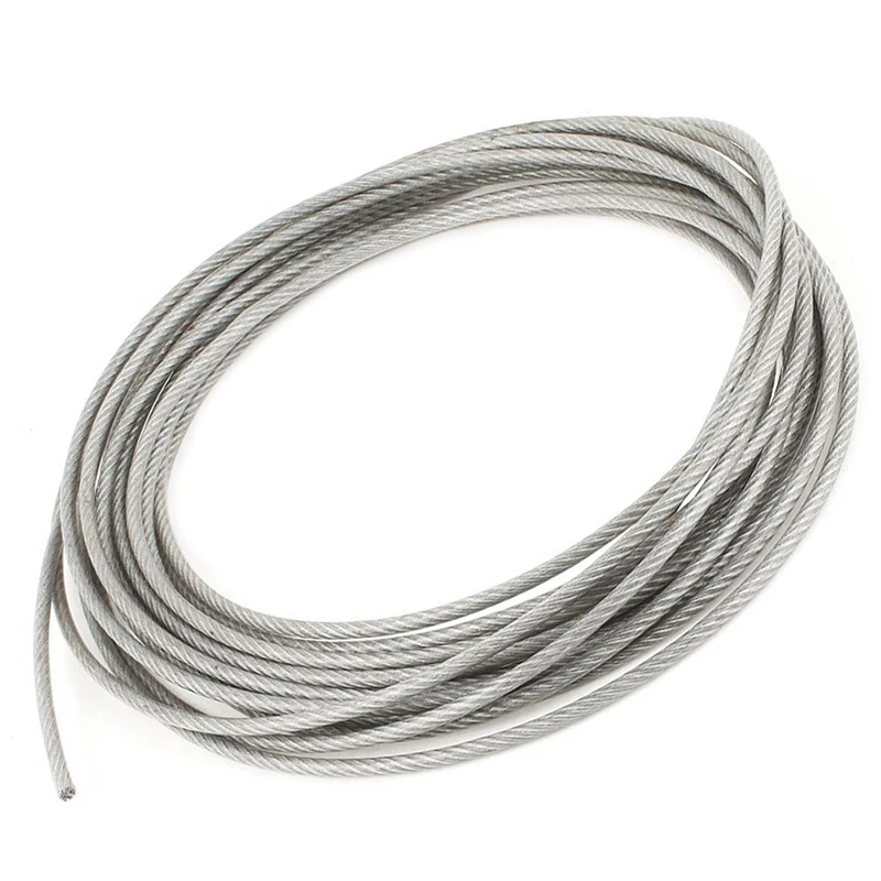 5 мм Диаметр сталь с ПВХ покрытием, гибкий трос кабель 10 метров прозрачный + серебристый