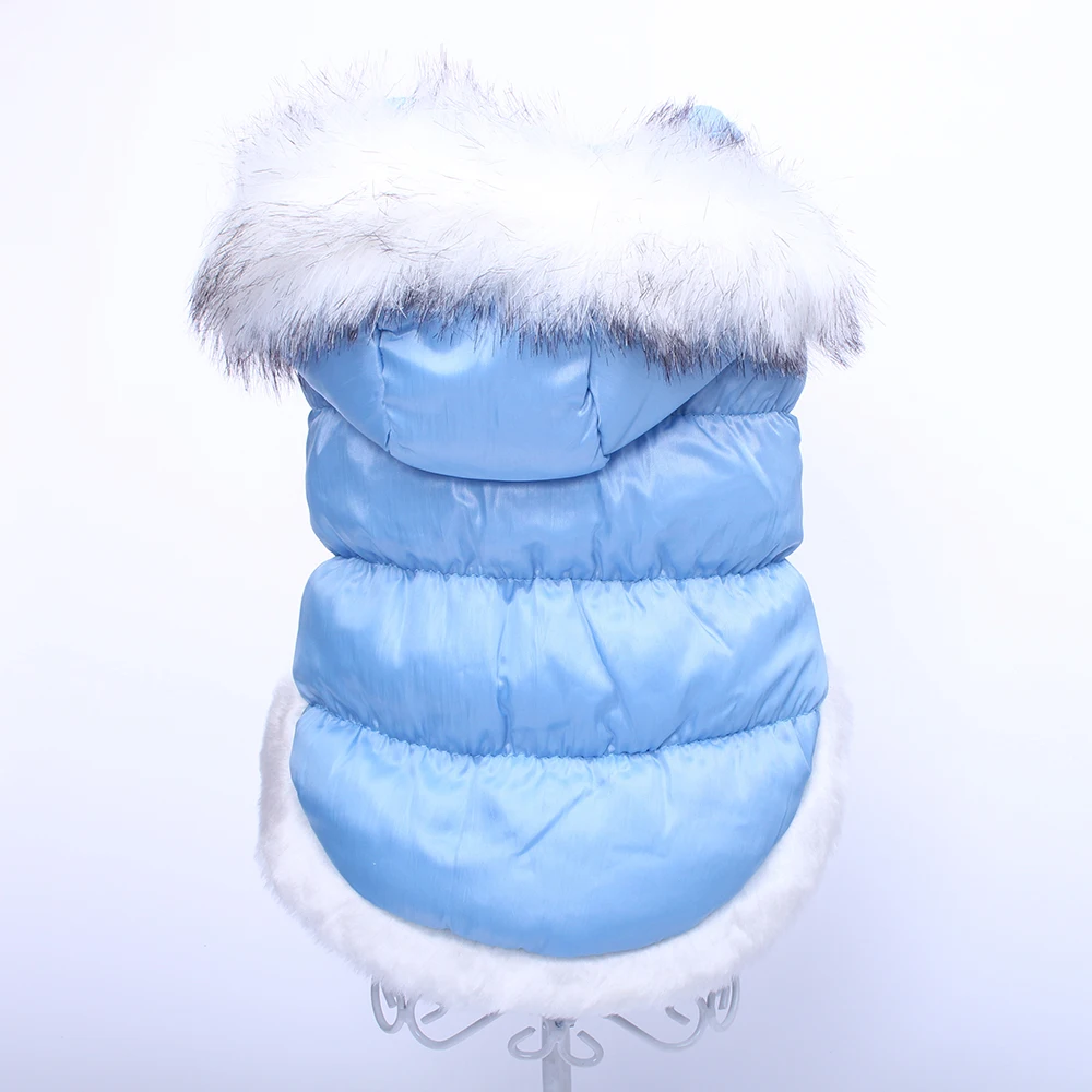Blue Собака Кошка зимнее теплое пальто Куртка Платье домашнее животное щенок толстовка зимняя теплая одежда Apperal - Цвет: Blue