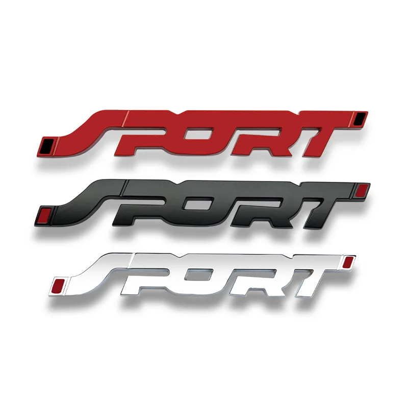 

Metal 3D Chrome Silver / Black/ Red Auto Car Trunk Racing SPORT Word Letter Logo Emblem Badge Decal Sticker